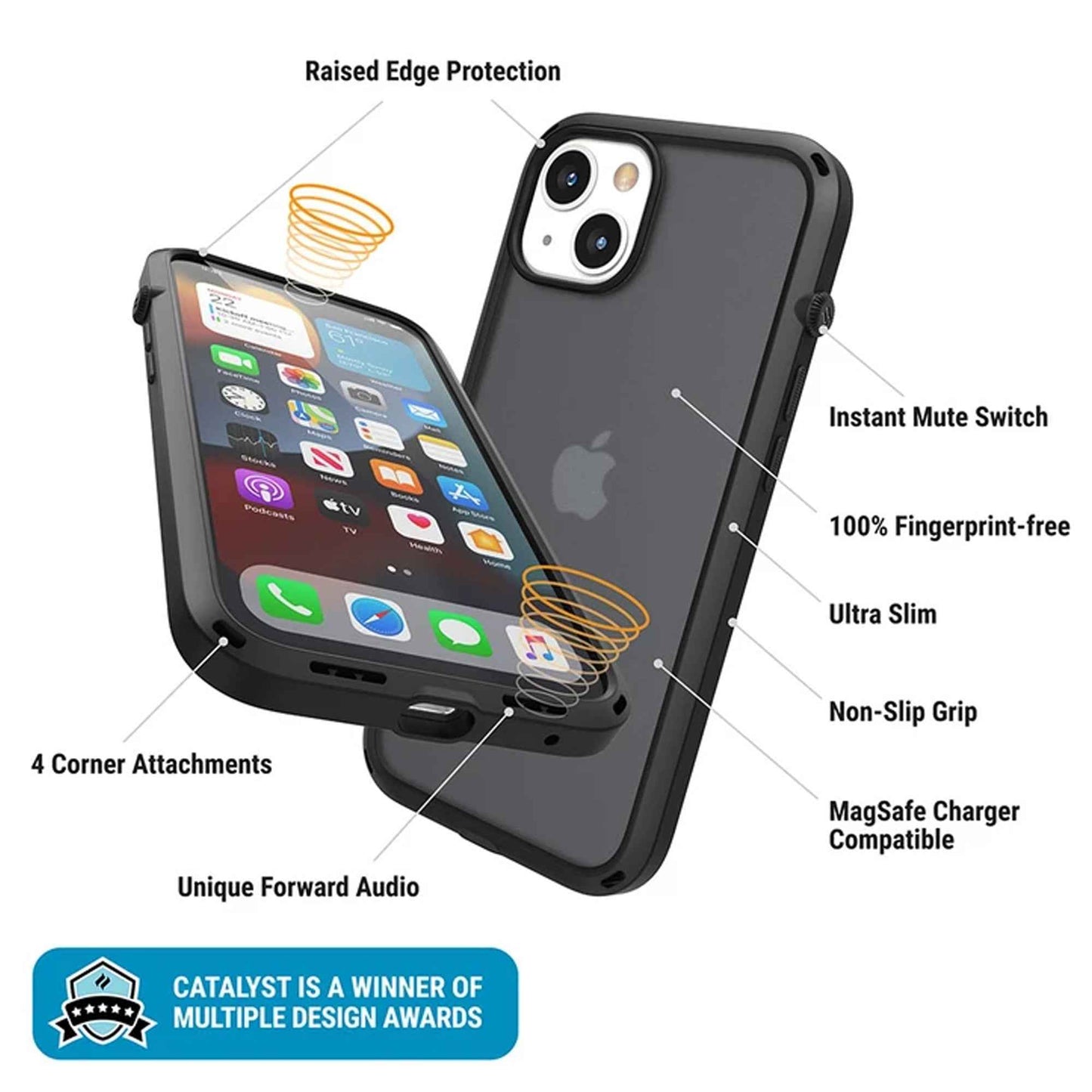 Catalyst Influence for iPhone 13 6.1" 5G - 10ft Drop Proof - Stealth Black (Barcode: 840625111831 )