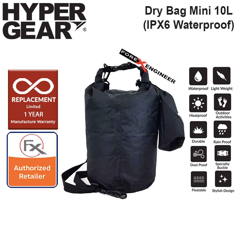 HyperGear Dry Bag Lite 10L - IPX6 Waterproof Specification - Black - Forexengineer-malaysia