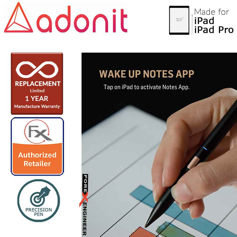 Adonit Note Stylust Pen - Almost same with Apple Pencil - For latest iPad - iPad Pro - Black - Forexengineer-malaysia