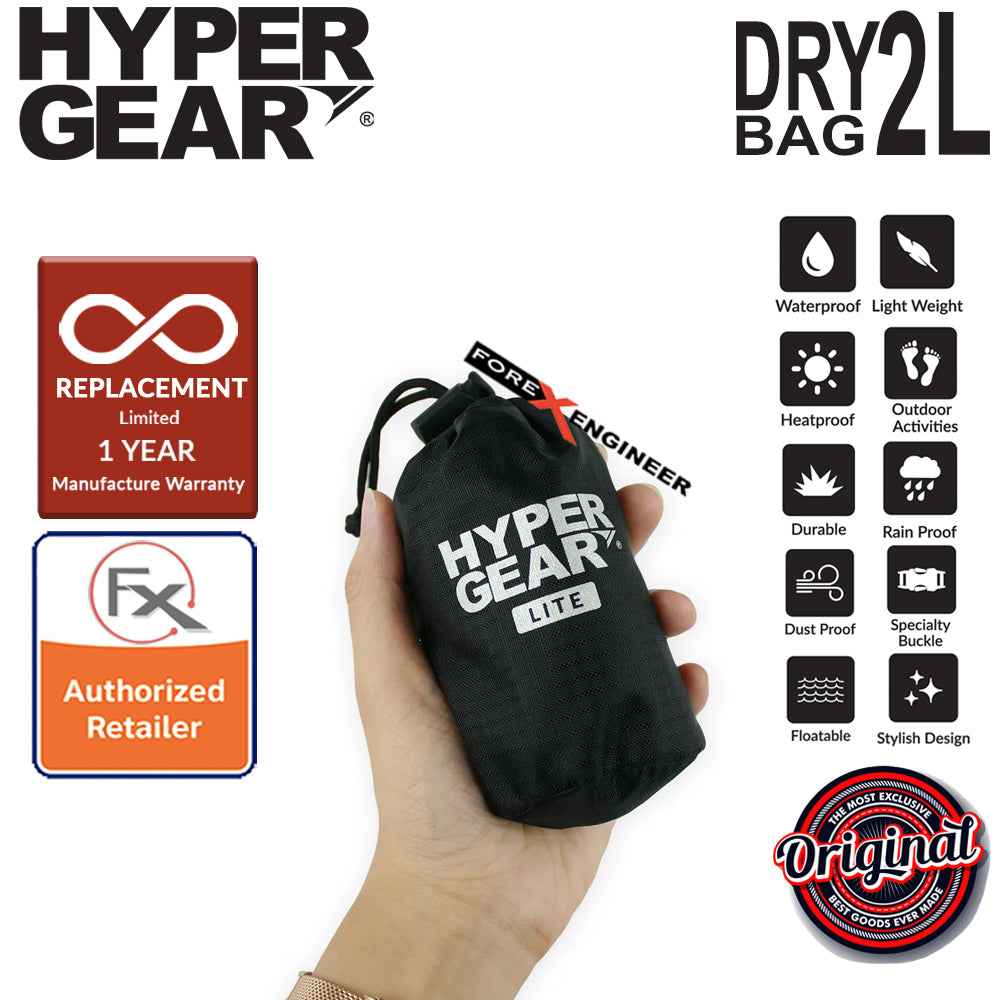 HyperGear Dry Bag Lite 2L - Waterproof IPX6 and Expandable to Full Size Dry Bag - Black - Forexengineer-malaysia