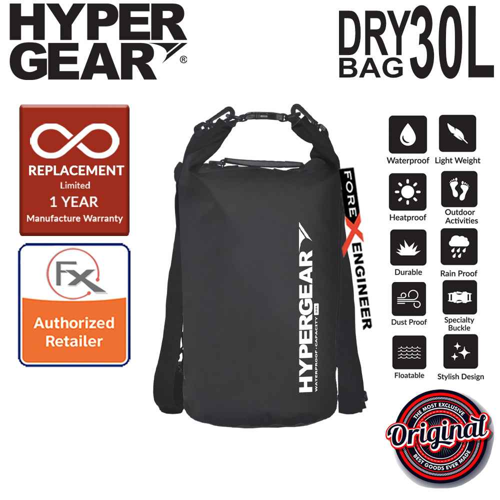 HyperGear 30L Dry Bag - IPX6 Waterproof Specification - Black - Forexengineer-malaysia