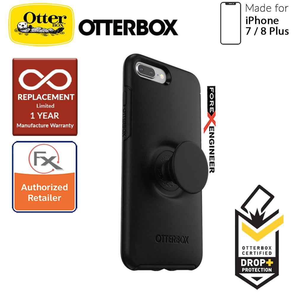 OTTER + POP Symmetry for iPhone 7 Plus - 8 Plus - Slim Protective Case with Pop Sockets - Black - Forexengineer-malaysia