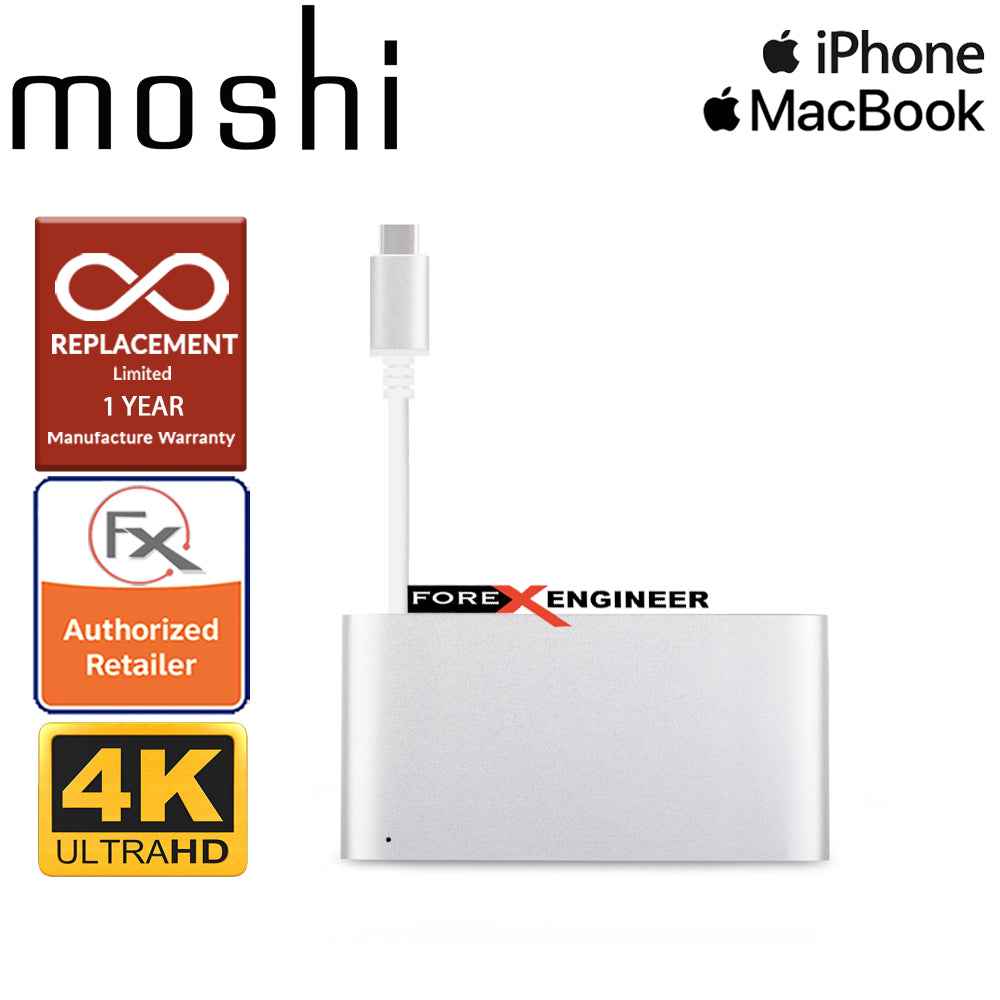 Moshi USB-C Multiport Adapter 3-in-1 hub ( USB-C - HDMI - Micro USB ) - Silver - Forexengineer-malaysia