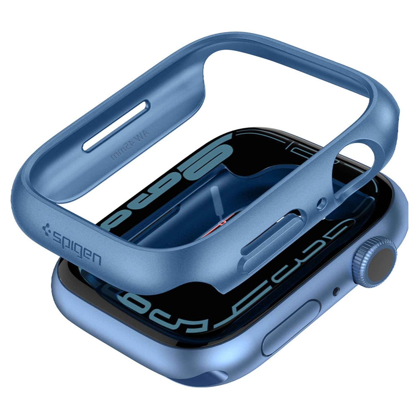 Spigen Thin Fit Case for Apple Watch Series 7 ( 45mm ) - Mettalic Blue (Barcode: 8809811857610 )