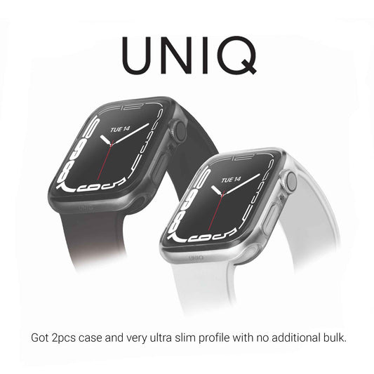 UNIQ Glase Dual Pack Case for Apple Watch Series 7 2021 ( 41mm ) - 2pcs Case - Clear & Smoke