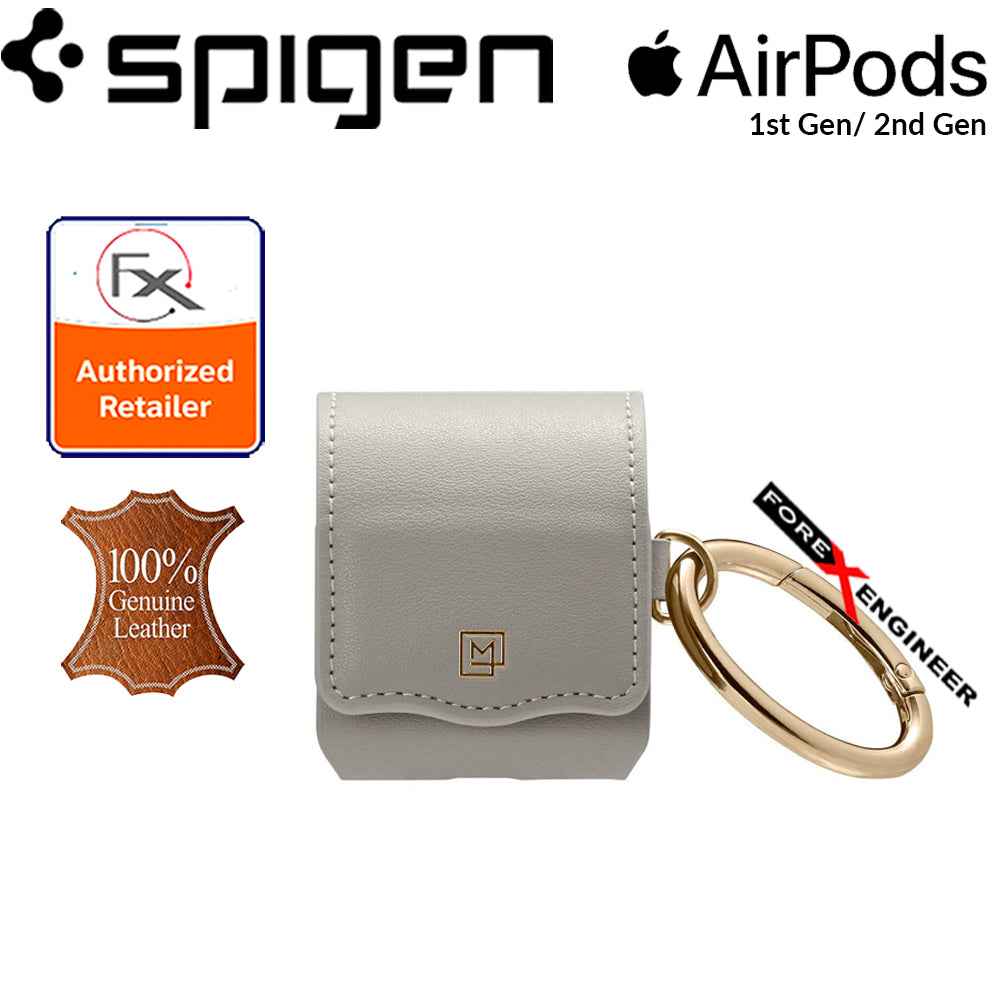 Spigen La Manon Leather for AirPods 2nd Gen - 1st Gen - Light Gray - Forexengineer-malaysia