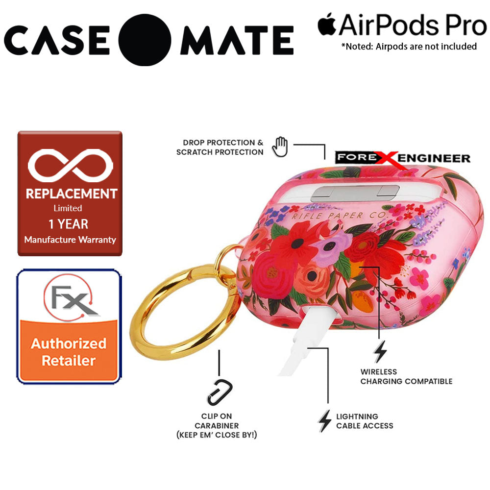 Case Mate Rifle Paper for Airpods Pro - Garden Party Blush with Gold Circular Ring ( 846127191135 )