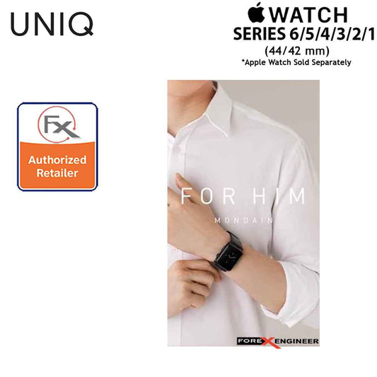 UNIQ Mondain Leather Strap for Apple Watch Series 7 - SE - 6 - 5 - 4 - 3 - 2 - 1 ( 45mm - 44mm - 42mm ) - Premium Stainless Steel Buckle Matches Leather - Blue ( Barcode : 8886463667750 )