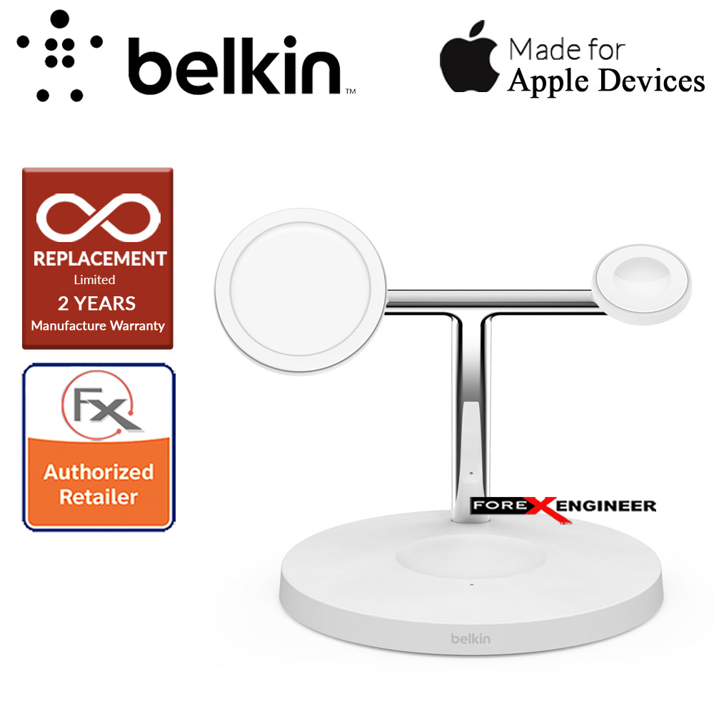 Belkin BOOST↑CHARGE™ PRO 3-in-1 Wireless Charger with MagSafe - White Colour (Barcode : 745883819430)