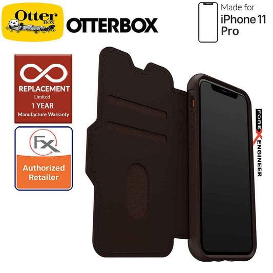 Otterbox Strada for iPhone 11 Pro - Leather Folio Case - Espresso Brown Color