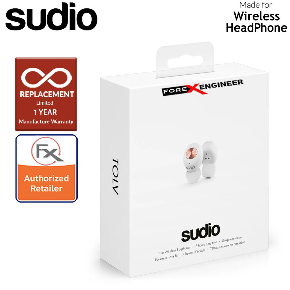 Sudio TOLV True Wireless Earbuds - Instant pairing - White Color ( Barcode : 7350071389904 )