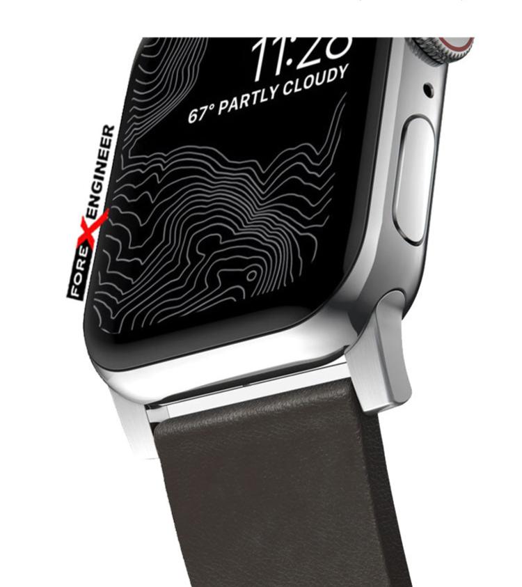 Nomad Active Strap Waterproof Mocha Brown Leather for Apple Watch Series 7 - SE - 6 - 5 - 4 - 3 - 2 - 1 ( 45mm - 44mm - 42mm ) ( Silver Hardware ) ( Barcode : 856500018331 )