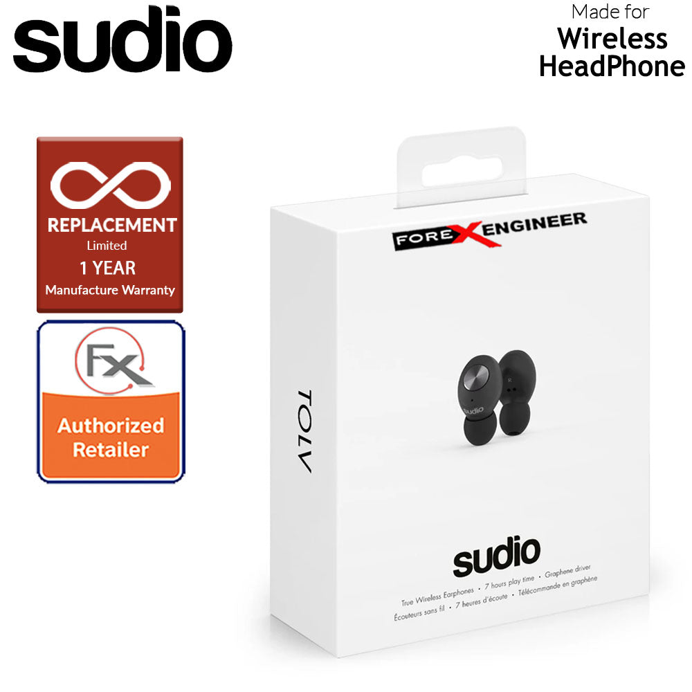 Sudio TOLV True Wireless Earbuds - Instant pairing - Black Color ( Barcode : 7350071389508 )