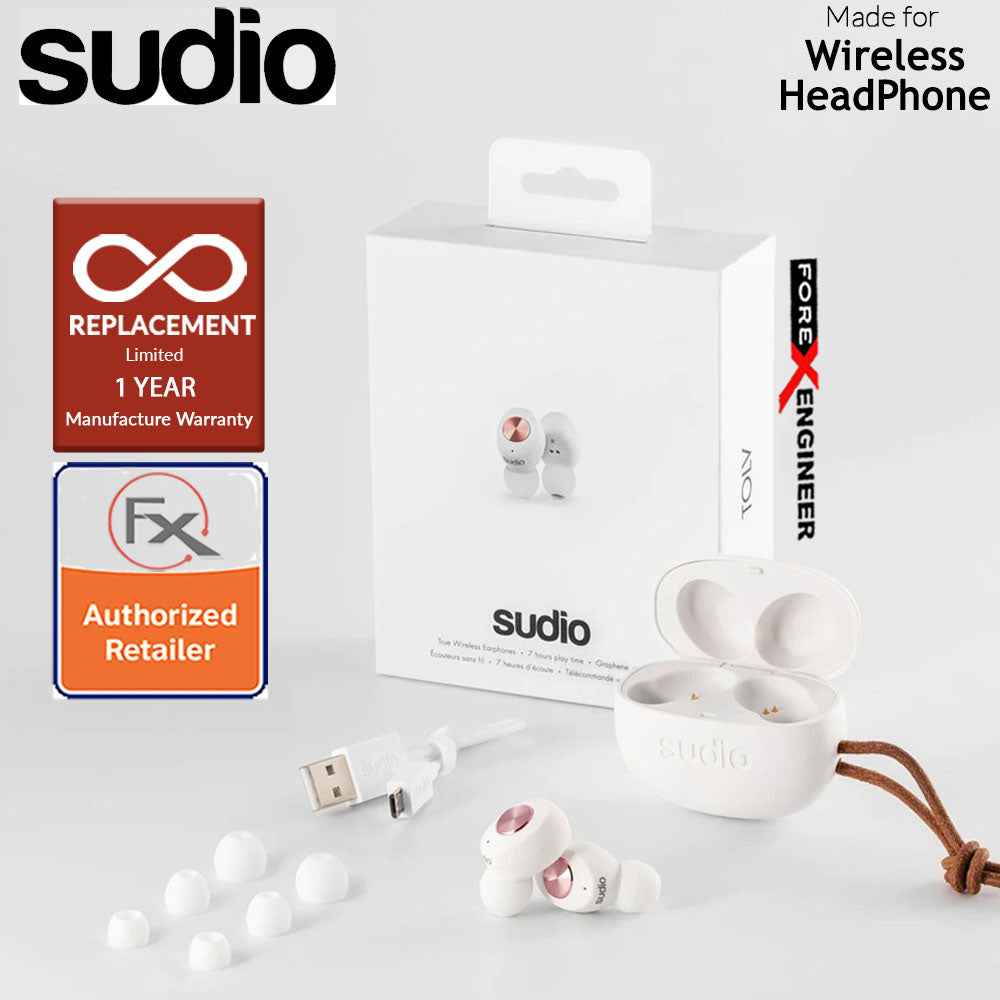Sudio TOLV True Wireless Earbuds - Instant pairing - White Color ( Barcode : 7350071389904 )