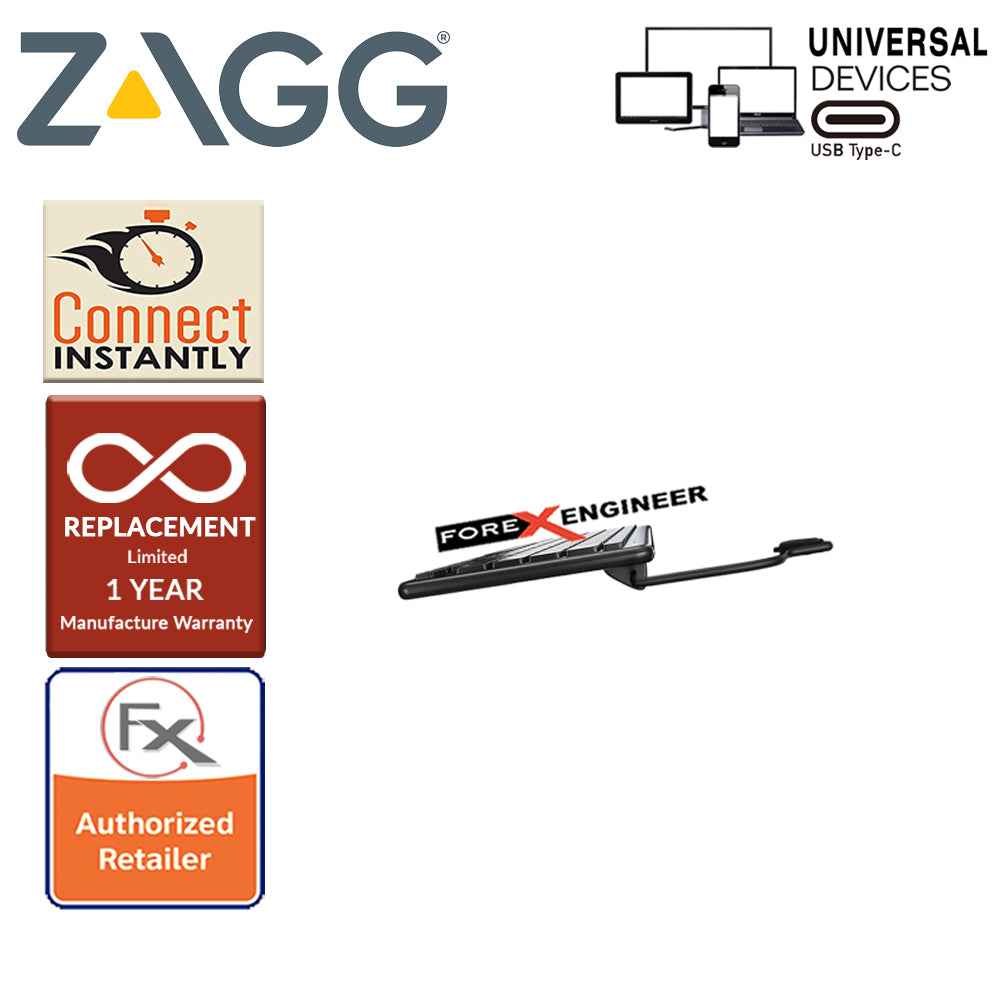 ZAGG Universal Keyboard USB-C Wired - Full Size Keyboard with USB C 1.5m Cable - Forexengineer-malaysia