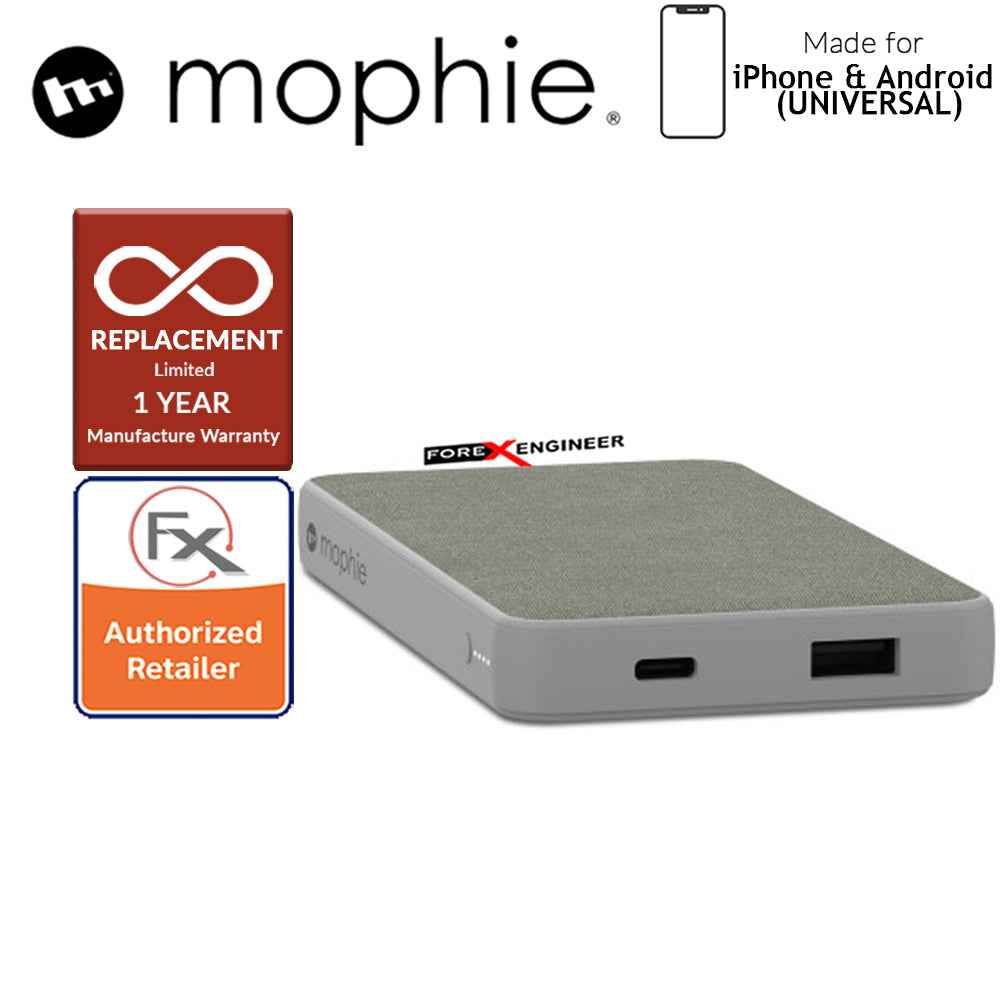 Mophie Powerstation 10,000mAh Power Bank for Smartphones, Tablets & USB Devices (Fabric Design) - Gray - Forexengineer-malaysia