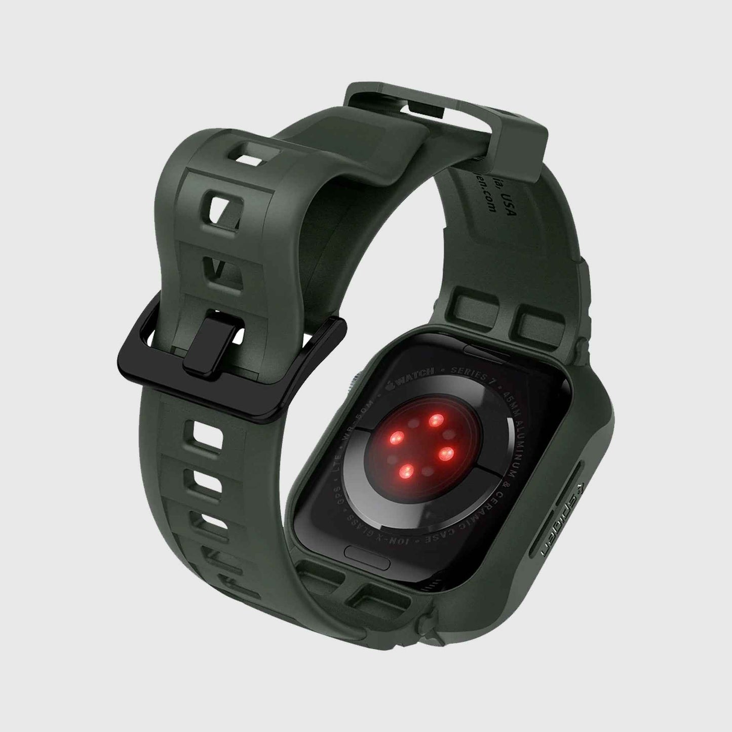 Spigen Rugged Armor PRO for Apple Watch Series 9 to Series 4 ( 45mm - 44mm ) with Wristband - Military Green