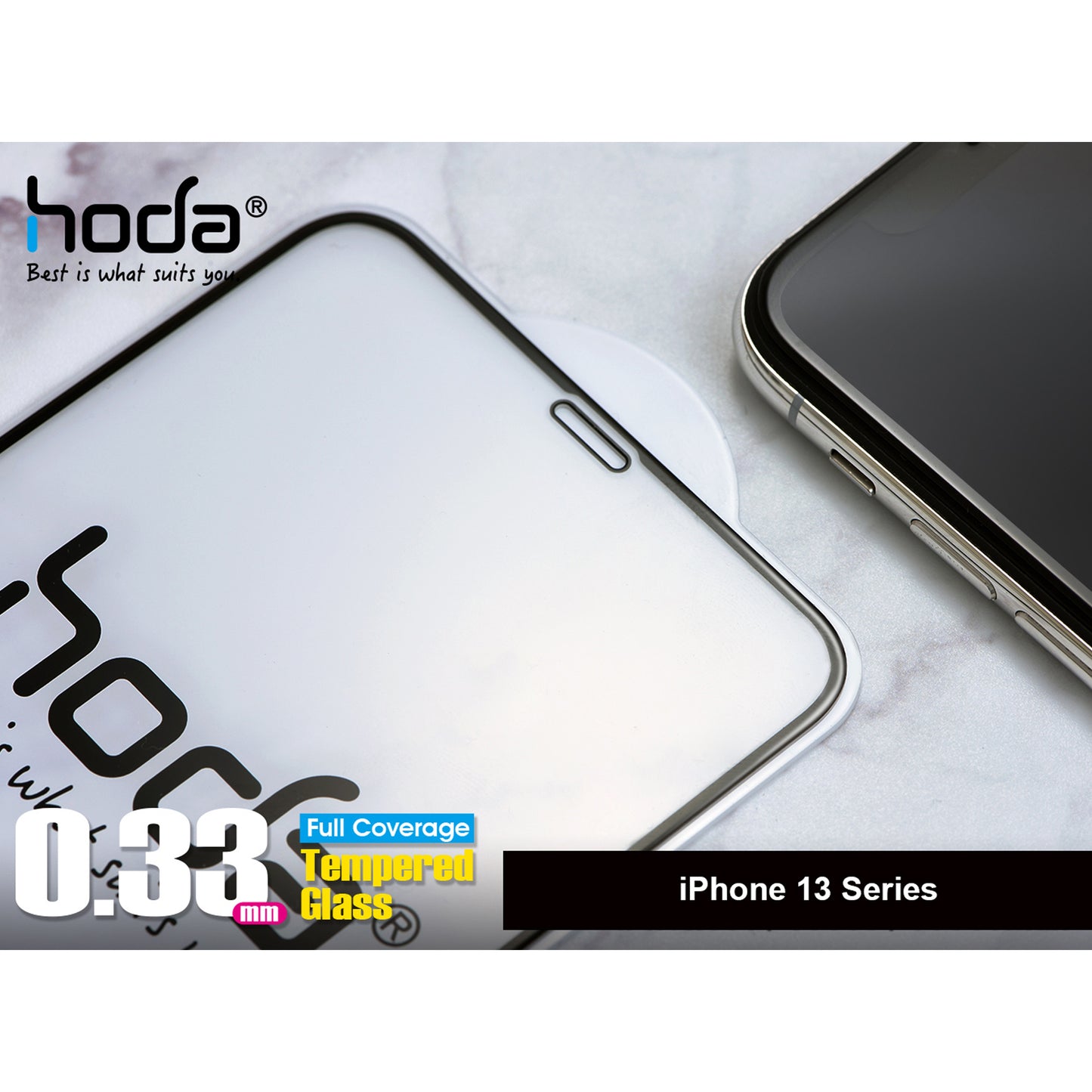 Hoda Tempered Glass for iPhone 13 Mini 5.4" 5G ( 2.5D 0.33mm Full Coverage ) - Clear (Barcode: 4711103541647 )