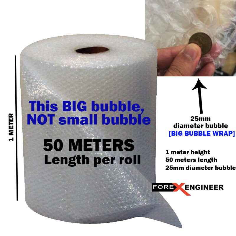 Bubble Wrap Packing Big Bubble 50M x 1M ( 25mm bubble size diameter ) ( Barcode : BW14-SL100501 )