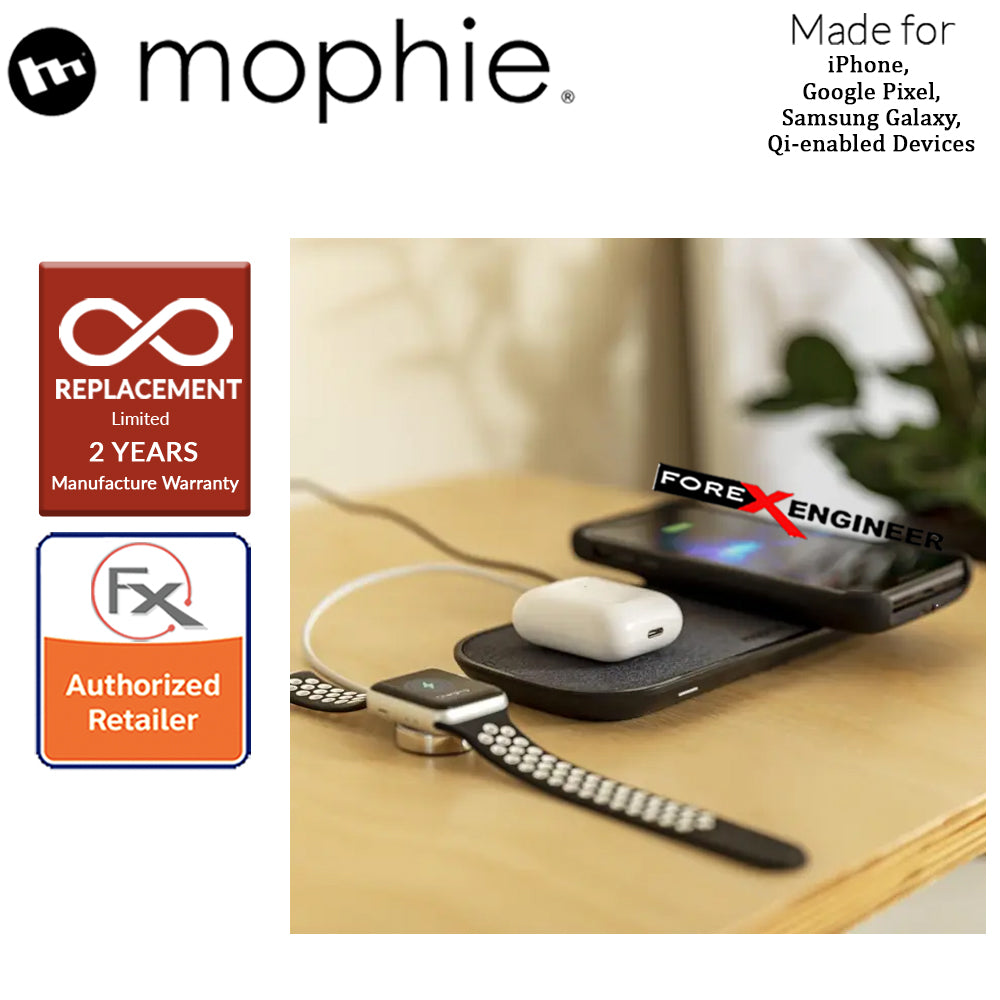 Mophie Dual Wireless Charging Pad ( Fabric ) - 10W pad charges 2 wireless devices and 1 wired device ( Barcode : 848467099843 )