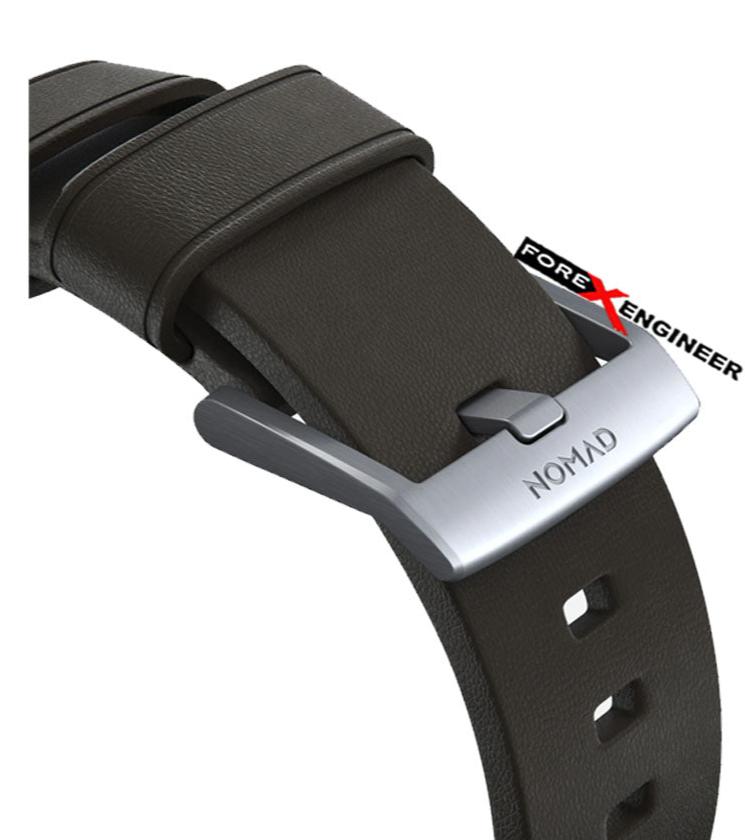 Nomad Active Strap Waterproof Mocha Brown Leather for Apple Watch Series 7 - SE - 6 - 5 - 4 - 3 - 2 - 1 ( 45mm - 44mm - 42mm ) ( Silver Hardware ) ( Barcode : 856500018331 )