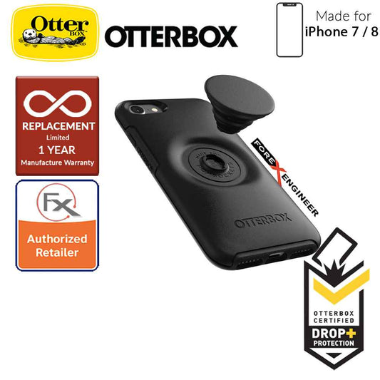 OTTER + POP Symmetry for iPhone 7 - 8 - Slim Protective Case with Pop Sockets - Black - Forexengineer-malaysia
