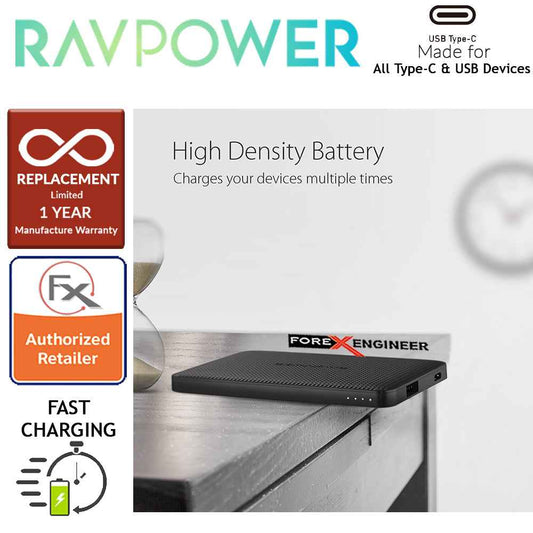 RavPower RP-PB095 20100mAh PD 45W + QC3.0 - Slim Power Bank - Black - Forexengineer-malaysia
