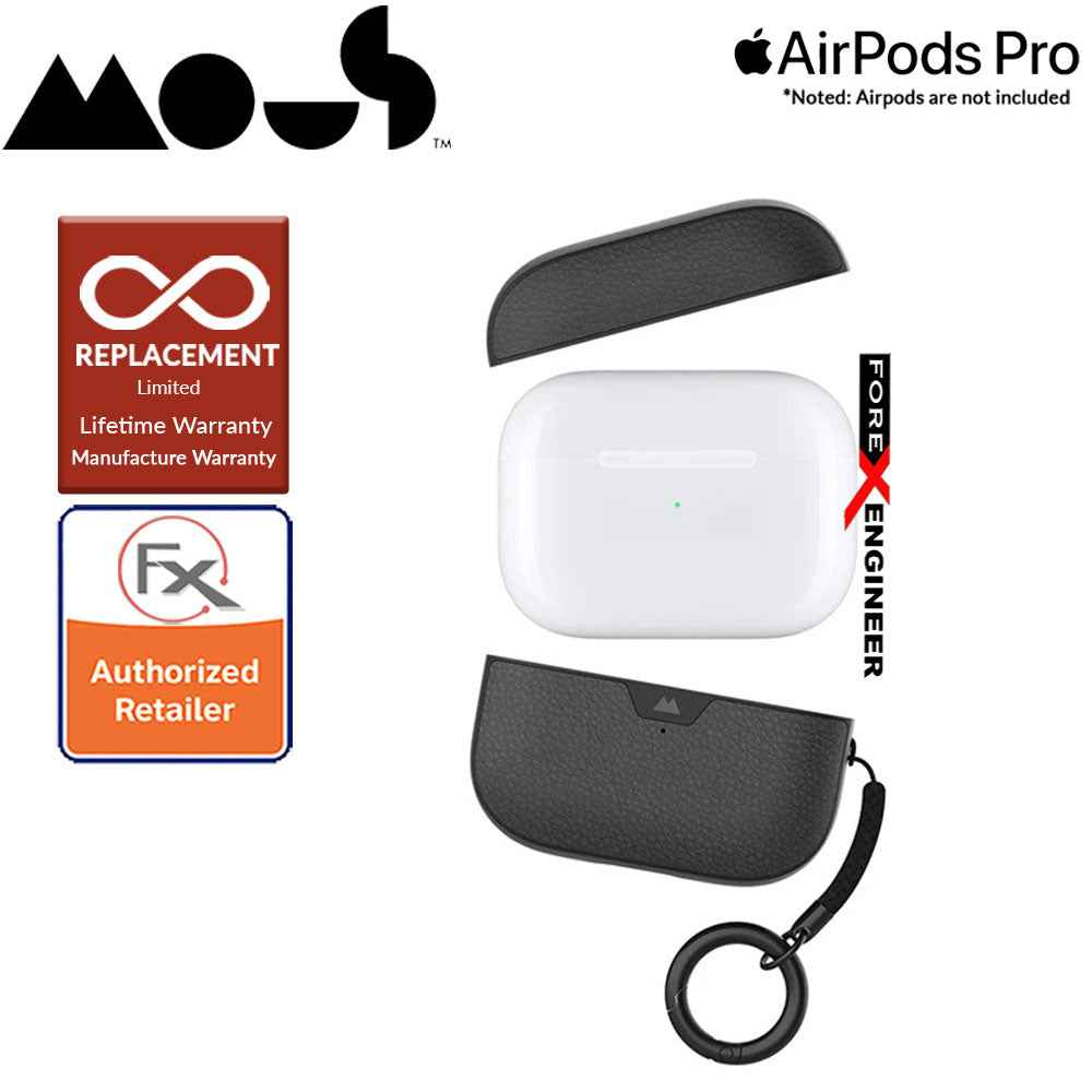 Mous for Airpods Pro Case - Comes with Carabiner Keychain - Black Leather Colour ( Barcode : 5060624483141 )