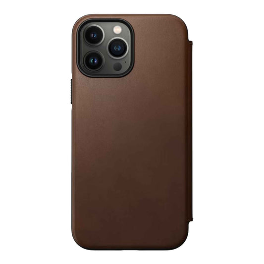 Nomad Modern Leather Folio Rugged Case for iPhone 13 Pro Max 6.7" 5G - MagSafe Compatible - Rustic Brown (Barcode: 856500010755 )