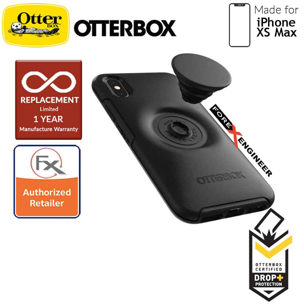 OTTER + POP Symmetry for iPhone Xs Max - Slim Protective Case with PopSockets - Black - Forexengineer-malaysia