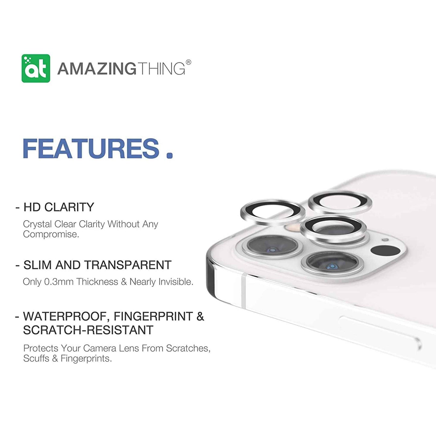 AMAZINGthing SUPREME AR 3D LensGlass Protector for iPhone 13 Pro Max 6.7" 5G ( Three Lens ) - Silver (Barcode: 4892878069564 )