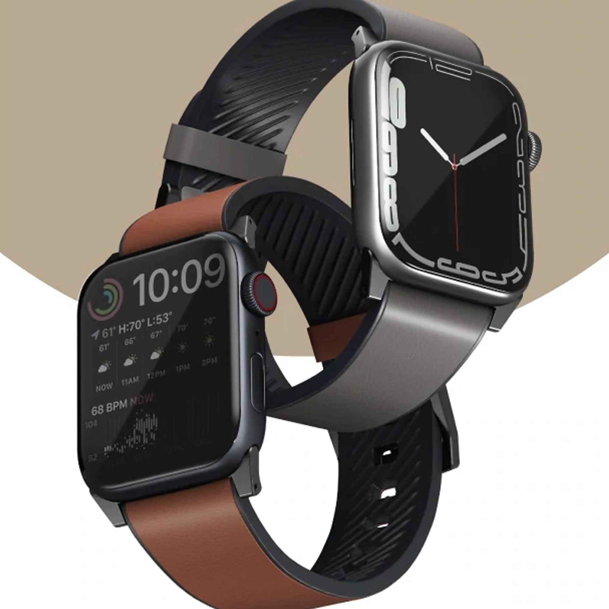 Uniq Straden Leather Strap for Apple Watch Series 7 - SE - 6 - 5 - 4 - 3 - 2 - 1 ( 45mm - 44mm - 42mm ) - Blue