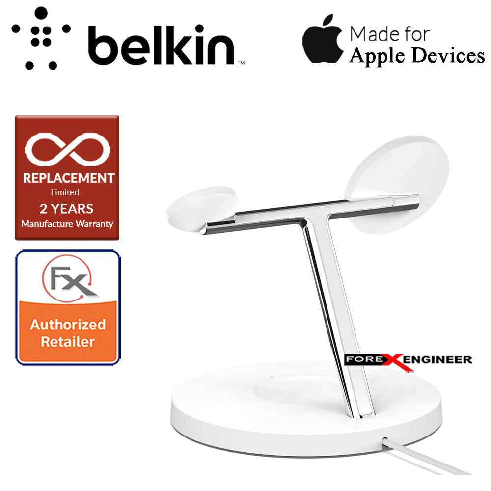 Belkin BOOST↑CHARGE™ PRO 3-in-1 Wireless Charger with MagSafe - White Colour (Barcode : 745883819430)