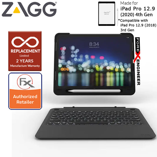 Zagg Keyboard Slim Book Go for iPad Pro 12.9 inch - 12.9" ( 2020 ) 4th Gen - Compatible with iPad Pro 12.9 ( 2018 ) 3rd Gen - Ultra Slim Keyboard and Detachable Case