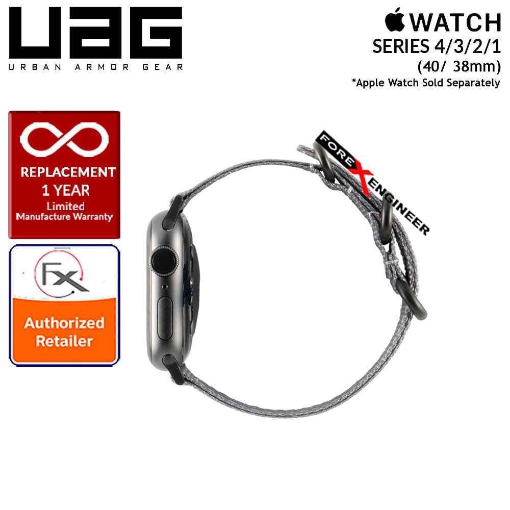 UAG Nato Strap for Apple WatchSeries 7 - SE - 6 - 5 - 4 - 3 - 2 - 1 ( 41mm - 40mm - 38mm ) - High Strength Nylon Weave - Grey - Forexengineer-malaysia