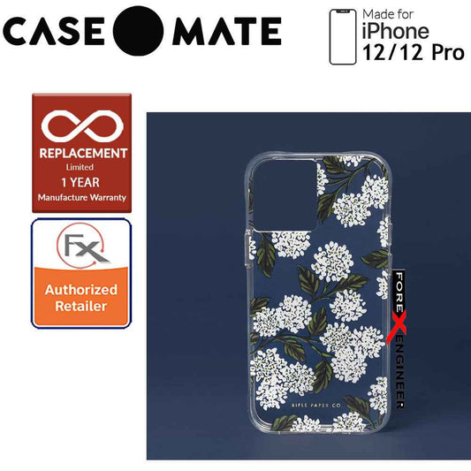 Case Mate Rifle Paper Co. for iPhone 12 - 12 Pro 5G 6.1" - Hydrangea with MicroPel (Barcode: 846127196277 )