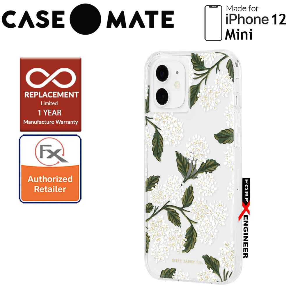 Case Mate Rifle Paper Co. for iPhone 12 Mini 5G 5.4" - Hydrangea White with MicroPel (Barcode: 846127196628 )