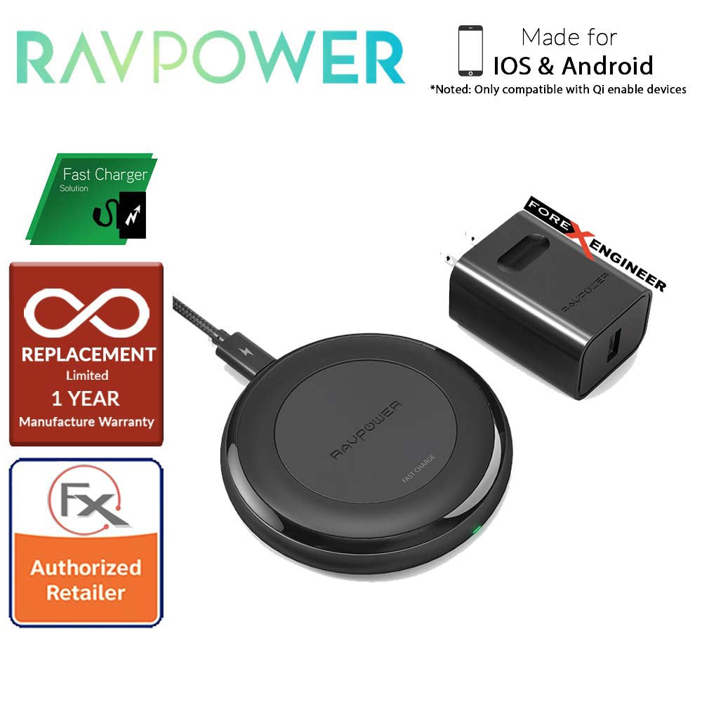 RAVPower Fast Wireless Charging Pad 7.5W - 10W with Quick Charge 3. 0 Adapter (wireless charging station)