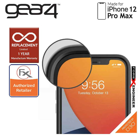 Gear4 BatterSea for iPhone 12 Pro Max 5G 6.7" - D3O Material Technology - Drop Resistant Up to 4 meters (Black) (Barcode : 840056128255 )