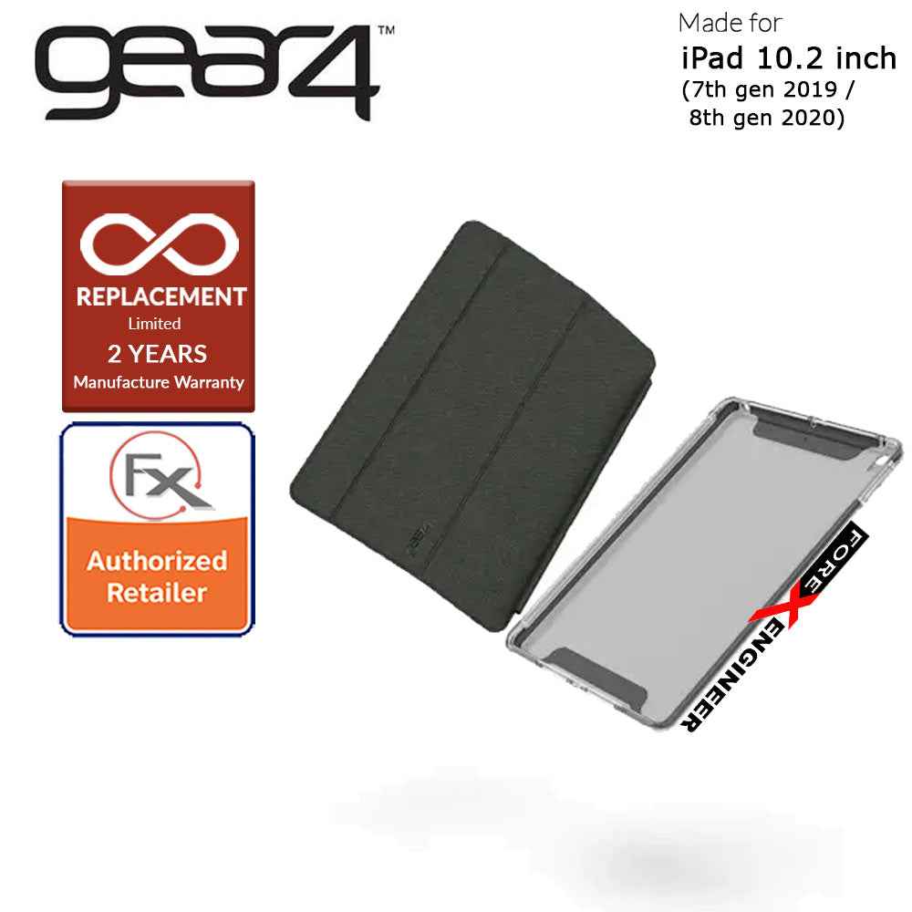 Gear4 Brompton + Folio for iPad 10.2 inch ( 7th - 8th - 9th Gen ) (2019 - 2021) - D3O Material Technology - Drop Resistant Up to 4 meters - Smoke Color (Barcode : 840056119802 )