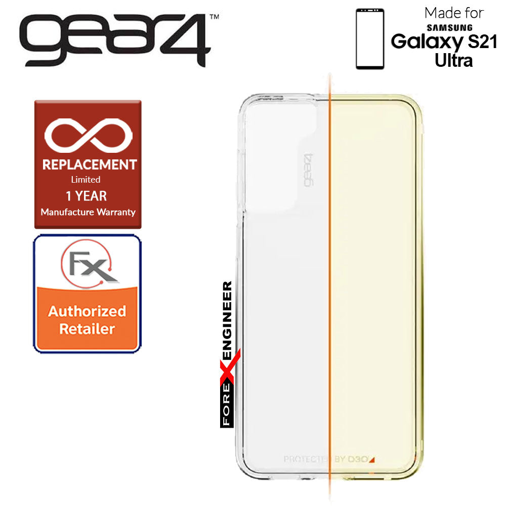 Gear4 Crystal Palace for Samsung Galaxy S21 Ultra - D3O Material Technology - Drop Resistant Up to 4 meters - Clear (Barcode : 840056108608 )