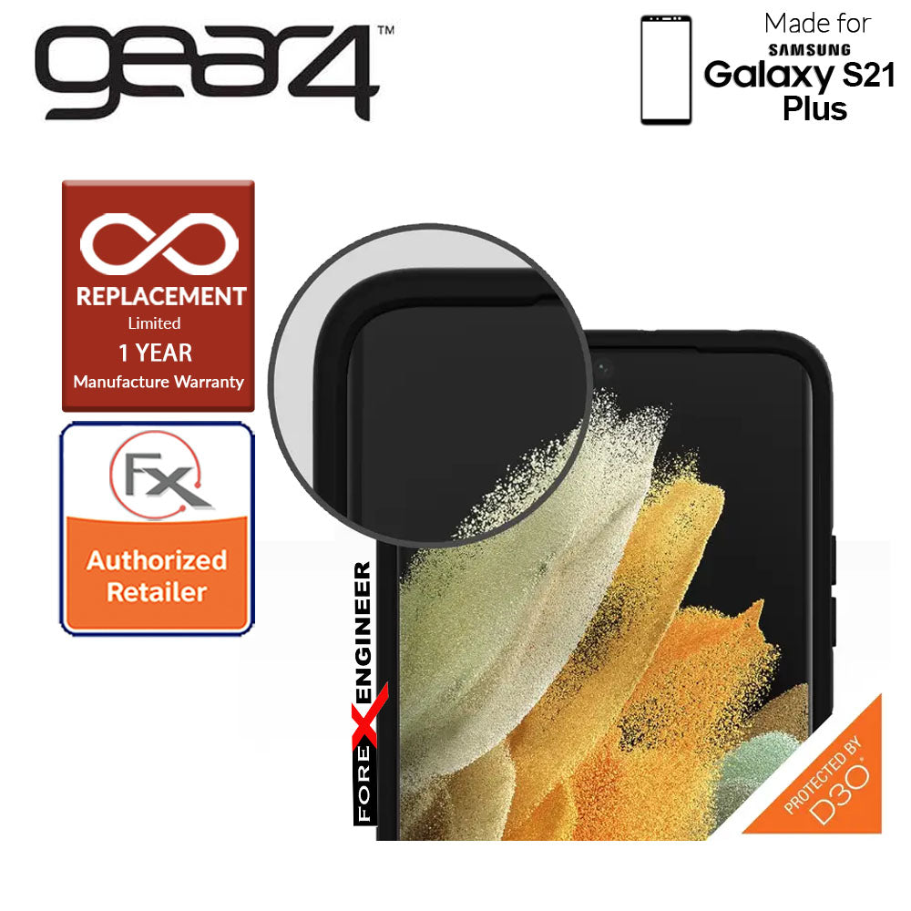 Gear4 Denali for Samsung Galaxy S21 Plus - D3O Material Technology - Drop Resistant Up to 4 meters - Black (Barcode : 840056108530 )