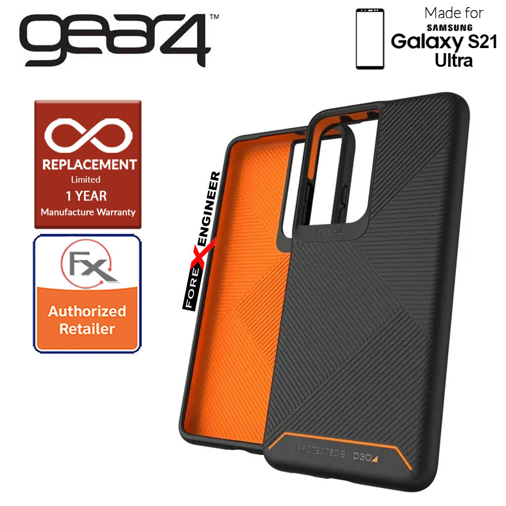 Gear4 Denali for Samsung Galaxy S21 Ultra- D3O Material Technology - Drop Resistant Up to 4 meters - Black (Barcode : 840056108547 )