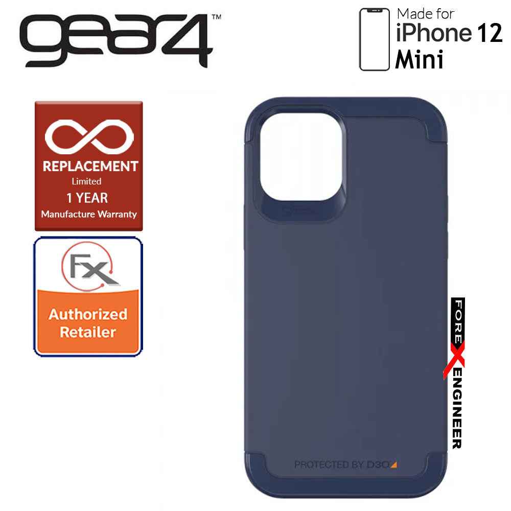 Gear4 Wembley Palette for iPhone 12 Mini 5G 5.4" - D3O Material Technology - Drop Resistant Up to 4 meters - Navy Blue (Barcode : 840056127852 )
