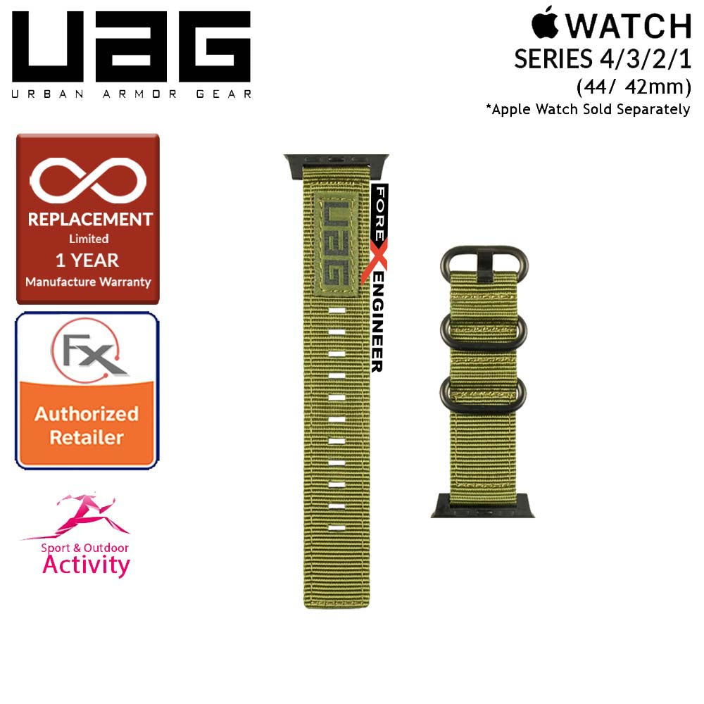 UAG Nato Strap for Apple Watch Series 7 - SE - 6 - 5 - 4 - 3 - 2 - 1 ( 45mm - 42mm - 44mm ) - High Strength Nylon Weave - Olive Drab (Barcode: 812451031904 )