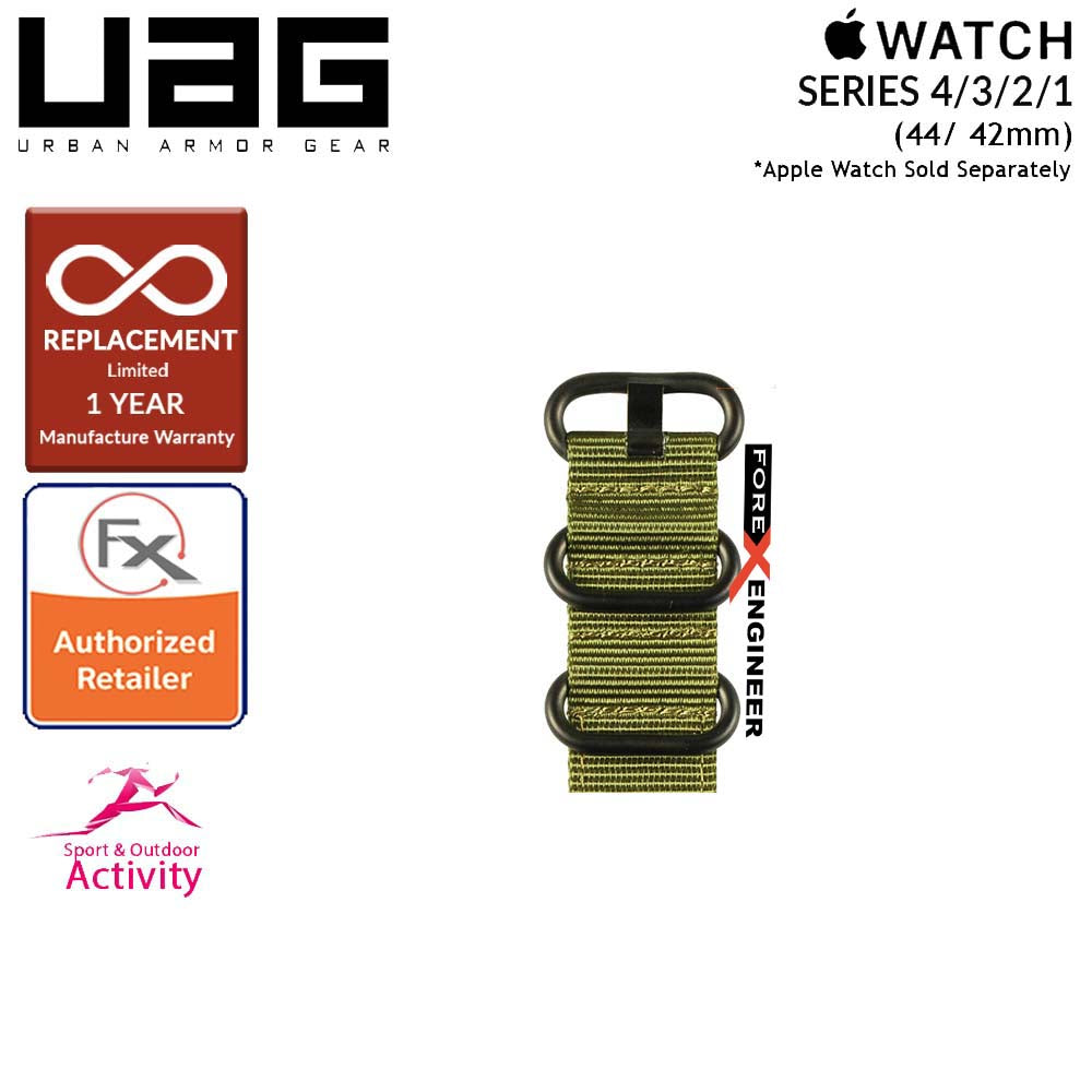 UAG Nato Strap for Apple Watch Series 7 - SE - 6 - 5 - 4 - 3 - 2 - 1 ( 45mm - 42mm - 44mm ) - High Strength Nylon Weave - Olive Drab (Barcode: 812451031904 )