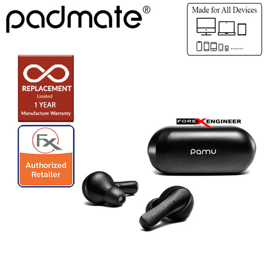 Padmate PaMu T6 Slide Mini Bluetooth Qualcomm APTX 5.0 - True Wireless Earphone with Wireless Charging Case ( Black ) ( Barcode : 6956617490427 )