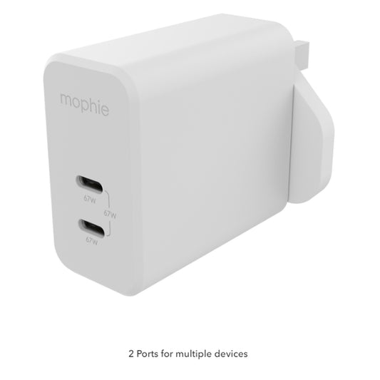 Mophie Speedport 67W Wall Adapter Dual USB-C PD GaN Technology - White - Forexengineer -Malaysia- 840056158276