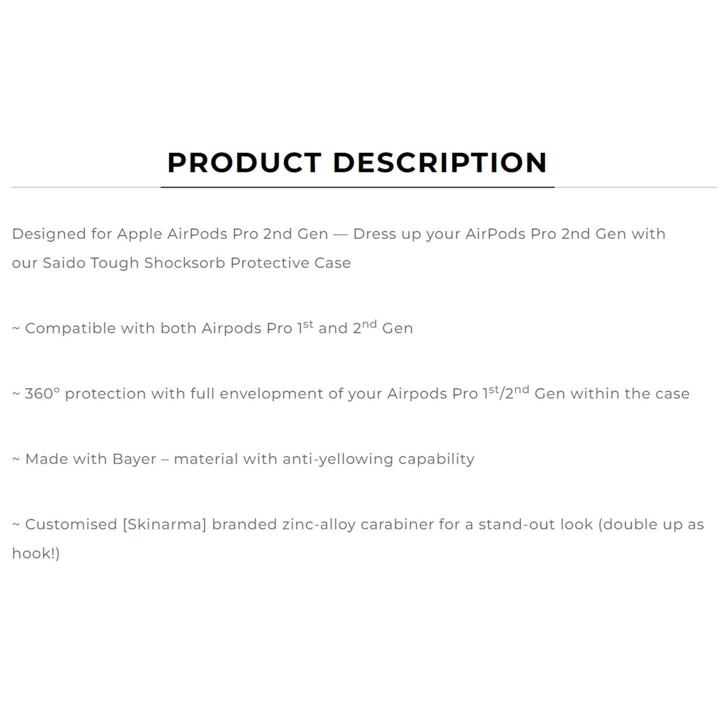 Skinarma Saido Case for Airpods Pro 2 ( 2nd Gen ) - Black (Barcode : 8886461243222 )