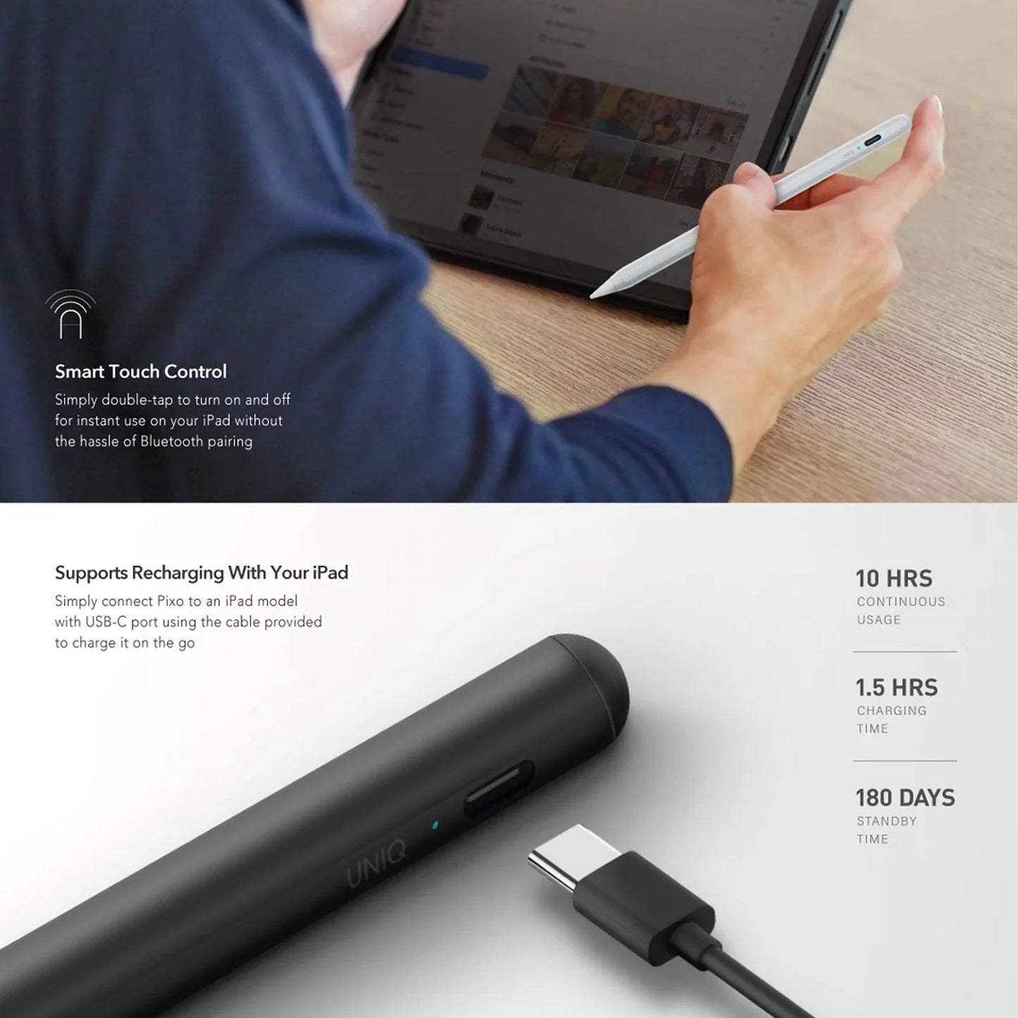 Uniq Pixo Magnetic Stylus Pencil for iPad Pro - Air - Mini - Same like Apple Pencil (Barcode : 8886463676486) - Forexengineer -Malaysia- 8886463676486